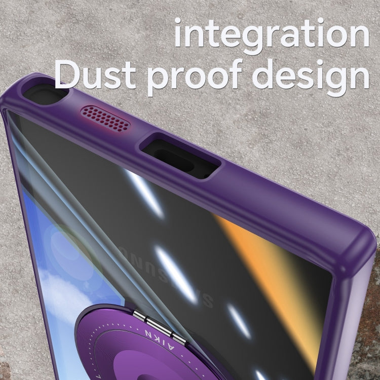 For Samsung Galaxy S25 Ultra 5G 360 Holder MagSafe Acrylic Hybrid TPU Phone Case(Purple) by buy2fix