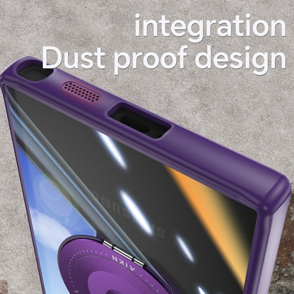 For Samsung Galaxy S25 Ultra 5G 360 Holder MagSafe Acrylic Hybrid TPU Phone Case(Purple) by buy2fix