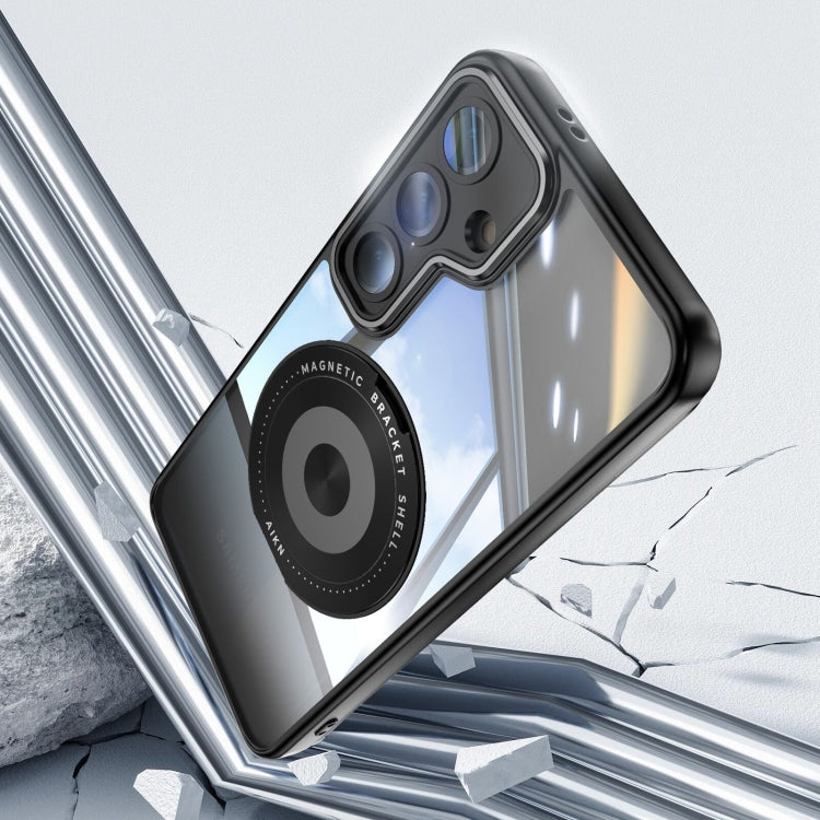 For Samsung Galaxy S25+ 5G 360 Holder MagSafe Acrylic Hybrid TPU Phone Case(Black) by buy2fix