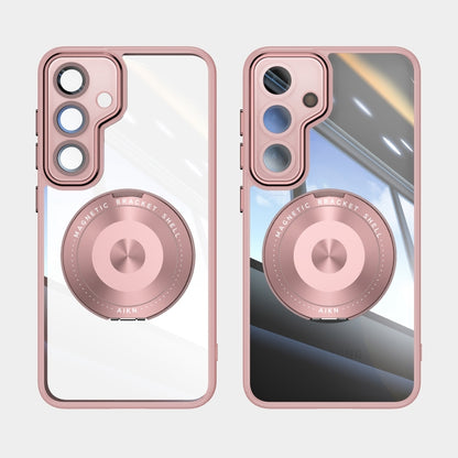 For Samsung Galaxy S25+ 5G 360 Holder MagSafe Acrylic Hybrid TPU Phone Case(Pink) by buy2fix