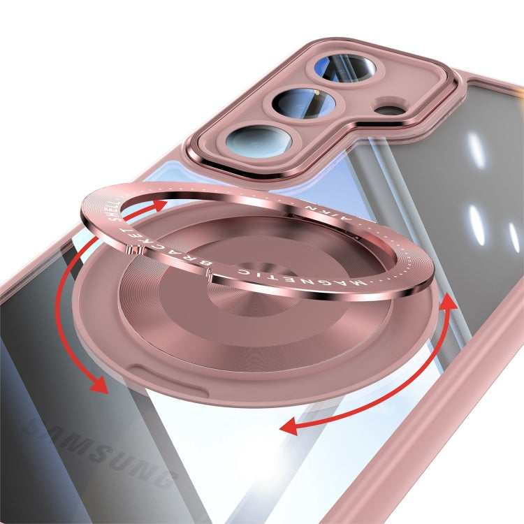 For Samsung Galaxy S25+ 5G 360 Holder MagSafe Acrylic Hybrid TPU Phone Case(Pink) by buy2fix