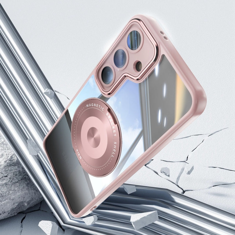 For Samsung Galaxy S25+ 5G 360 Holder MagSafe Acrylic Hybrid TPU Phone Case(Pink) by buy2fix