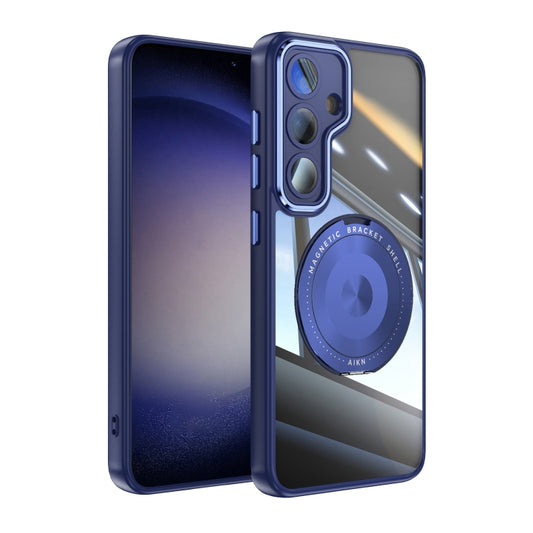 For Samsung Galaxy S25+ 5G 360 Holder MagSafe Acrylic Hybrid TPU Phone Case(Blue) by buy2fix