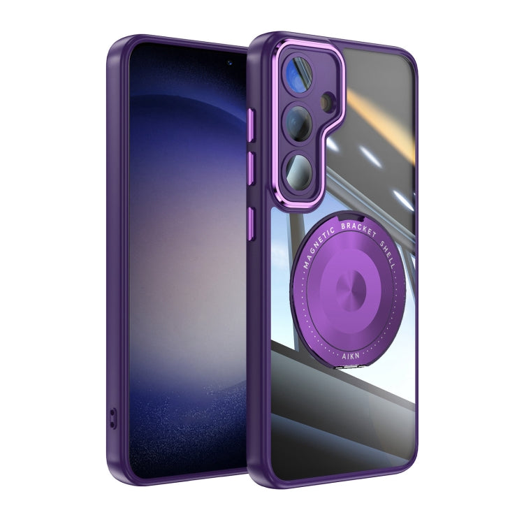 For Samsung Galaxy S25+ 5G 360 Holder MagSafe Acrylic Hybrid TPU Phone Case(Purple) by buy2fix