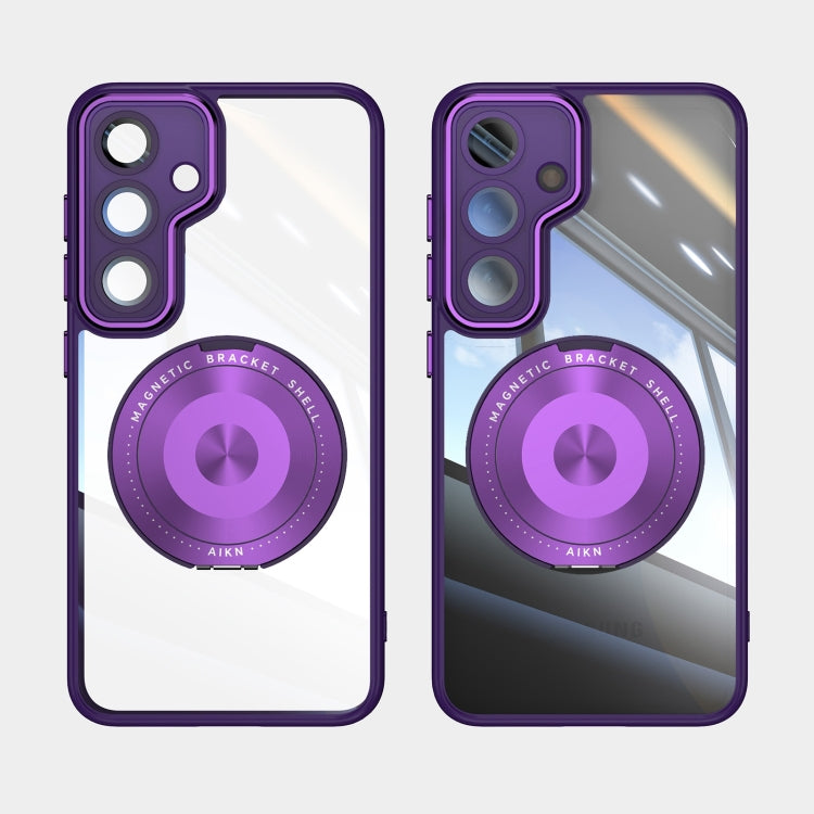 For Samsung Galaxy S25+ 5G 360 Holder MagSafe Acrylic Hybrid TPU Phone Case(Purple) by buy2fix