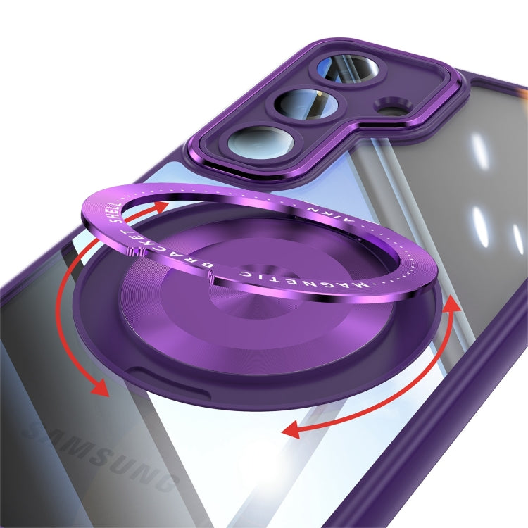 For Samsung Galaxy S25+ 5G 360 Holder MagSafe Acrylic Hybrid TPU Phone Case(Purple) by buy2fix