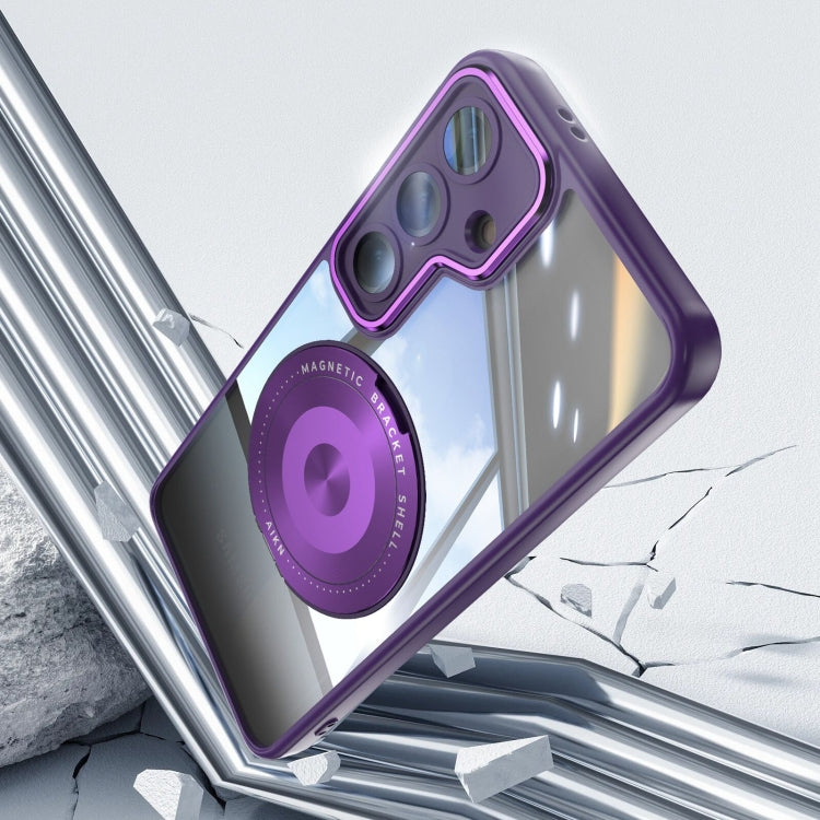 For Samsung Galaxy S25+ 5G 360 Holder MagSafe Acrylic Hybrid TPU Phone Case(Purple) by buy2fix