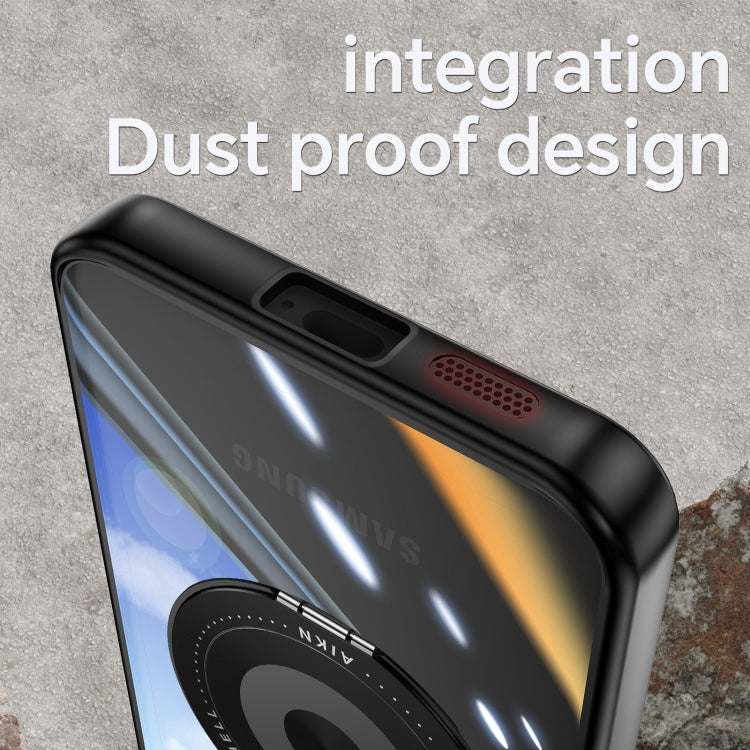 For Samsung Galaxy S25 5G 360 Holder MagSafe Acrylic Hybrid TPU Phone Case(Black) by buy2fix