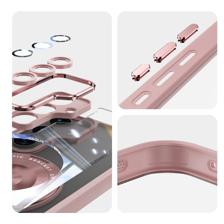 For Samsung Galaxy S25 5G 360 Holder MagSafe Acrylic Hybrid TPU Phone Case(Pink) by buy2fix