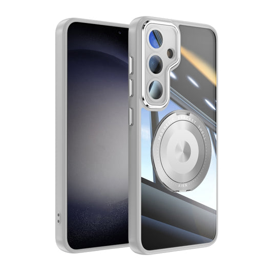 For Samsung Galaxy S25 5G 360 Holder MagSafe Acrylic Hybrid TPU Phone Case(Grey) by buy2fix
