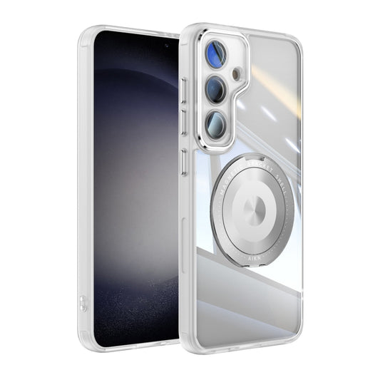 For Samsung Galaxy S25 5G 360 Holder MagSafe Acrylic Hybrid TPU Phone Case(Frosted White) by buy2fix