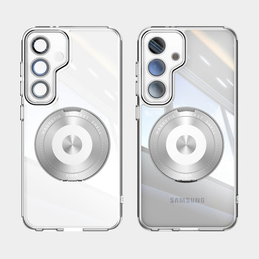 For Samsung Galaxy S25 5G 360 Holder MagSafe Acrylic Hybrid TPU Phone Case(Frosted White) by buy2fix