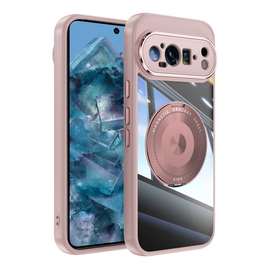 For Google Pixel 9 Pro 360 Holder Magsafe Acrylic Hybrid TPU Phone Case(Pink) by buy2fix
