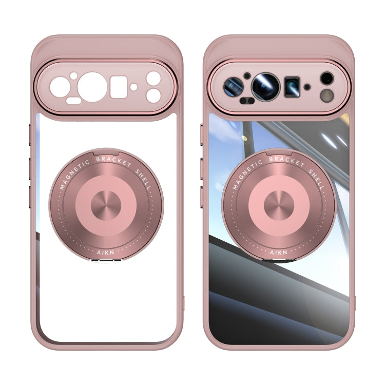 For Google Pixel 9 Pro 360 Holder Magsafe Acrylic Hybrid TPU Phone Case(Pink) by buy2fix