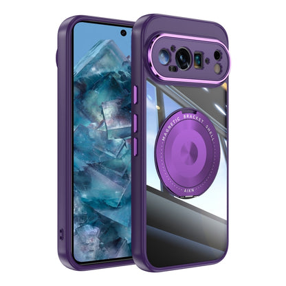 For Google Pixel 9 Pro 360 Holder Magsafe Acrylic Hybrid TPU Phone Case(Purple) by buy2fix