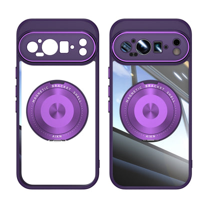 For Google Pixel 9 Pro 360 Holder Magsafe Acrylic Hybrid TPU Phone Case(Purple) by buy2fix