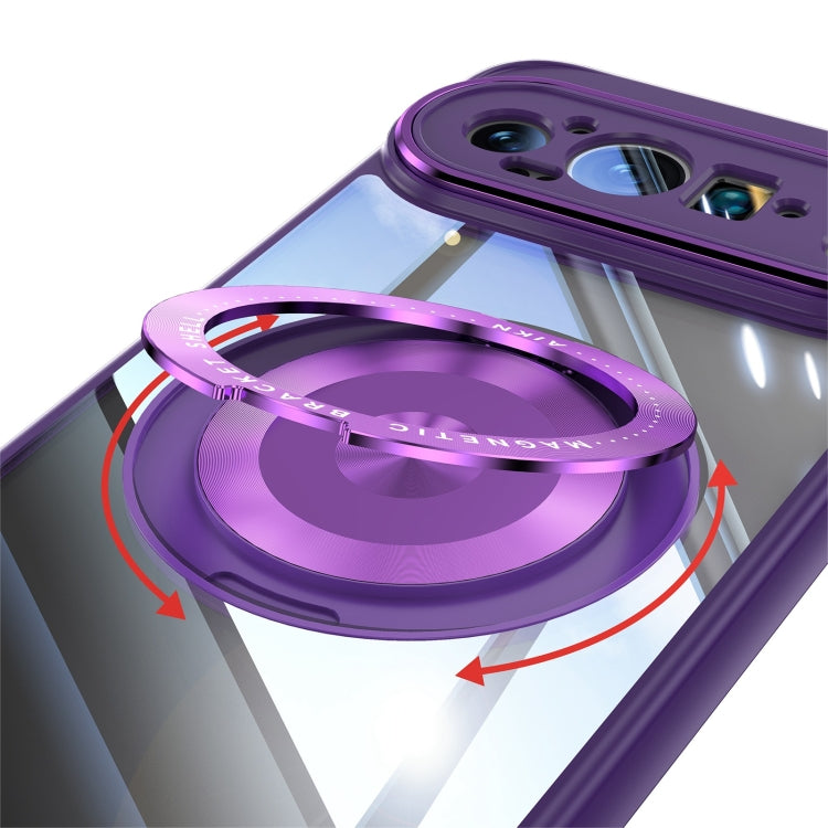 For Google Pixel 9 Pro 360 Holder Magsafe Acrylic Hybrid TPU Phone Case(Purple) by buy2fix