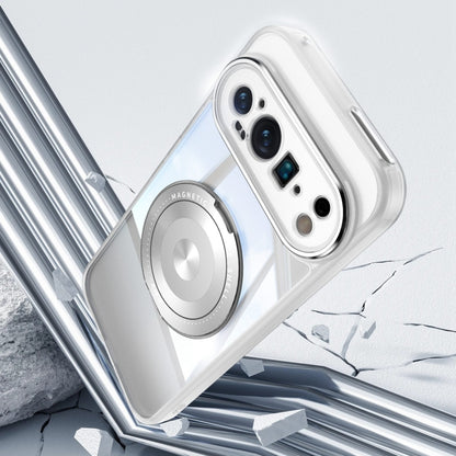 For Google Pixel 9 Pro 360 Holder Magsafe Acrylic Hybrid TPU Phone Case(Frosted White) by buy2fix