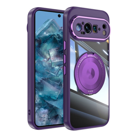For Google Pixel 9 Pro XL 360 Holder Magsafe Acrylic Hybrid TPU Phone Case(Purple) by buy2fix