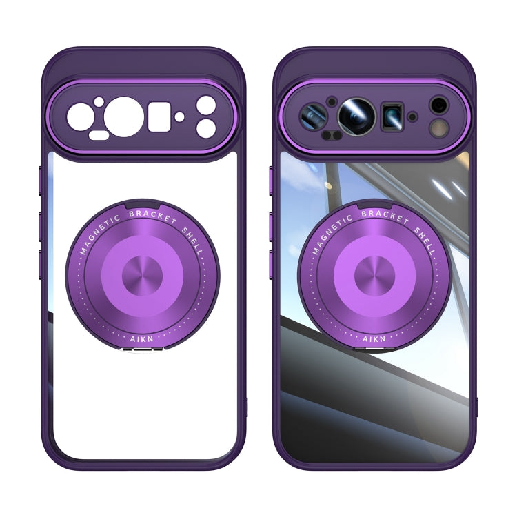 For Google Pixel 9 Pro XL 360 Holder Magsafe Acrylic Hybrid TPU Phone Case(Purple) by buy2fix