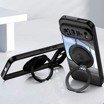 For Google Pixel 9 360 Holder Magsafe Acrylic Hybrid TPU Phone Case(Black) by buy2fix