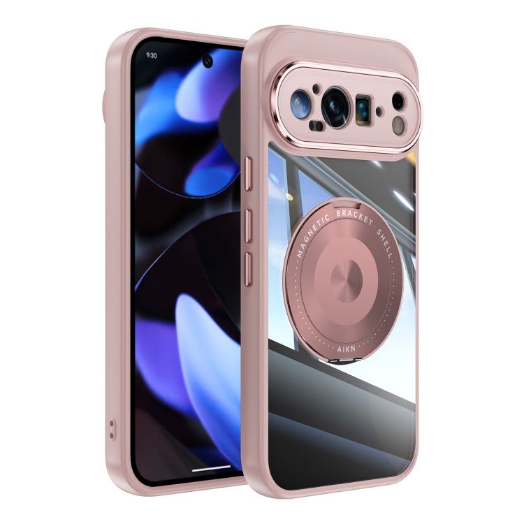 For Google Pixel 9 360 Holder Magsafe Acrylic Hybrid TPU Phone Case(Pink) by buy2fix