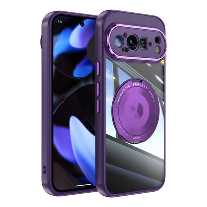 For Google Pixel 9 360 Holder Magsafe Acrylic Hybrid TPU Phone Case(Purple) by buy2fix