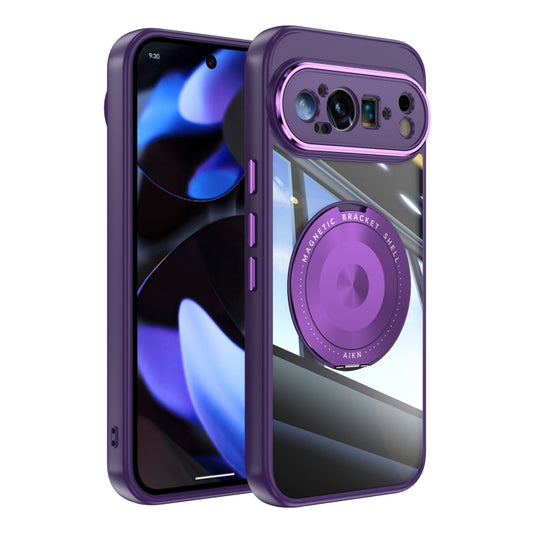 For Google Pixel 9 360 Holder Magsafe Acrylic Hybrid TPU Phone Case(Purple) by buy2fix