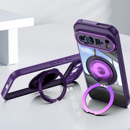 For Google Pixel 9 360 Holder Magsafe Acrylic Hybrid TPU Phone Case(Purple) by buy2fix