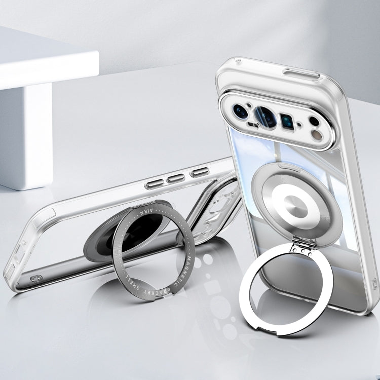 For Google Pixel 9 360 Holder Magsafe Acrylic Hybrid TPU Phone Case(Frosted White) by buy2fix