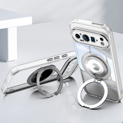 For Google Pixel 9 360 Holder Magsafe Acrylic Hybrid TPU Phone Case(Frosted White) by buy2fix