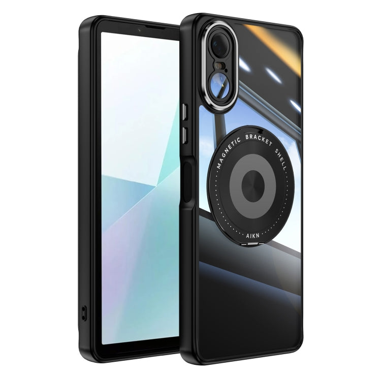 For Sony Xperia 10 VI 360 Holder Magsafe Acrylic Hybrid TPU Phone Case(Black) by buy2fix
