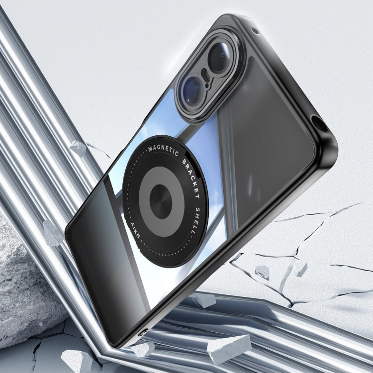 For Sony Xperia 10 VI 360 Holder Magsafe Acrylic Hybrid TPU Phone Case(Black) by buy2fix