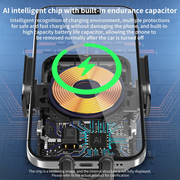 M7 Intelligent Sensing Fast Wireless Charging Car Holder(Black) by buy2fix