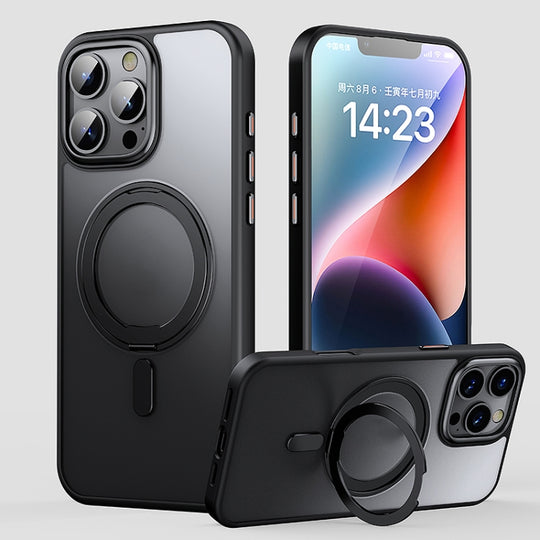 For iPhone 16 Pro 360 Rotating MagSafe Magnetic Frosted Phone Case(Black)