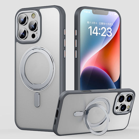 For iPhone 16 Pro 360 Rotating MagSafe Magnetic Frosted Phone Case(Grey)