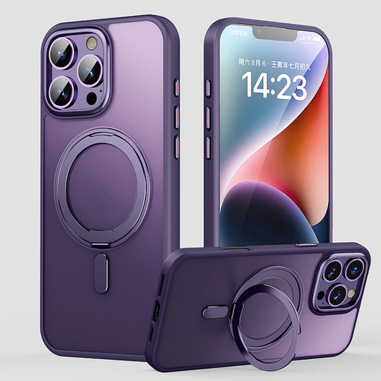 For iPhone 16 Pro 360 Rotating MagSafe Magnetic Frosted Phone Case(Purple)