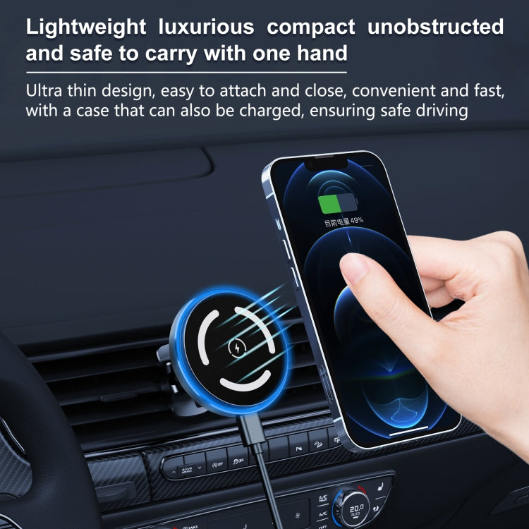 M68 15W Magnetic Wireless Charging Car Holder(Dark Grey) by buy2fix
