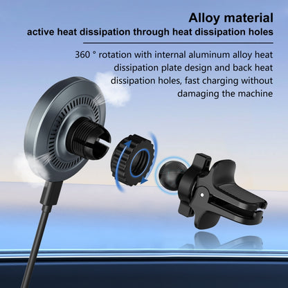 M68 15W Magnetic Wireless Charging Car Holder(Dark Grey) by buy2fix