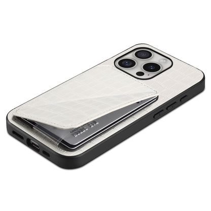 For iPhone 16 Pro Max Imitation Crocodile Leather Back Phone Case with Holder(White) by buy2fix