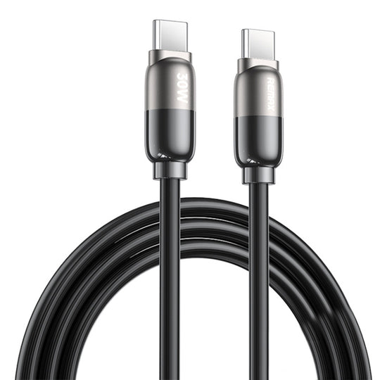 REMAX RC-C037 Capsule 1.2m 30W Type-C to Type-C PVC Fast Charging Cable(Black)