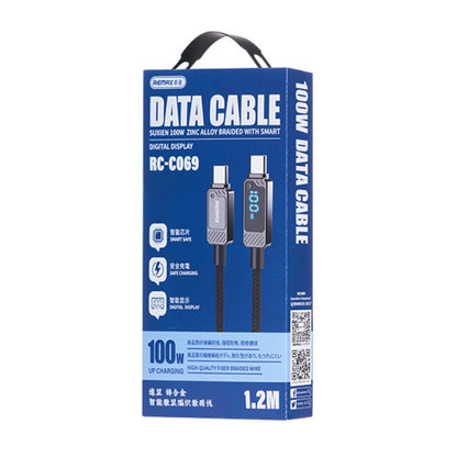 REMAX RC-C069 1.2m 100W Type-C to Type-C Digital Display Braided Fast Charging Cable(Black) - USB-C & Type-C Cable by REMAX | Online Shopping UK | buy2fix