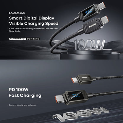 REMAX RC-C069 1.2m 100W Type-C to Type-C Digital Display Braided Fast Charging Cable(Black) - USB-C & Type-C Cable by REMAX | Online Shopping UK | buy2fix