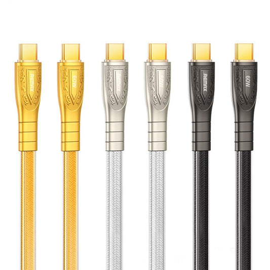 REMAX RC-C166 Prime 1.2m 60W Type-C to Type-C Braided Fast Charging Cable(Silver) - USB-C & Type-C Cable by REMAX | Online Shopping UK | buy2fix