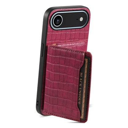 For iPhone Air Crocodile Texture Card Bag Design Full Coverage Phone Case(Red) - iPhone Air Cases by buy2fix | Online Shopping UK | buy2fix