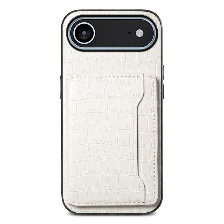 For iPhone Air Crocodile Texture Card Bag Design Full Coverage Phone Case(White) - iPhone Air Cases by buy2fix | Online Shopping UK | buy2fix