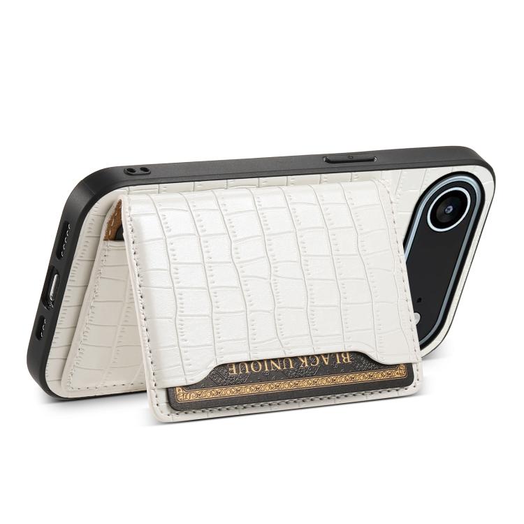 For iPhone Air Crocodile Texture Card Bag Design Full Coverage Phone Case(White) - iPhone Air Cases by buy2fix | Online Shopping UK | buy2fix