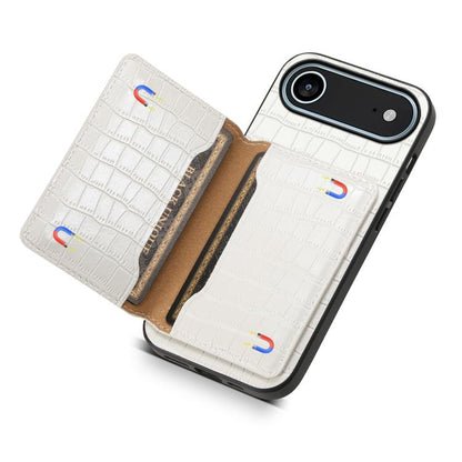 For iPhone Air Crocodile Texture Card Bag Design Full Coverage Phone Case(White) - iPhone Air Cases by buy2fix | Online Shopping UK | buy2fix