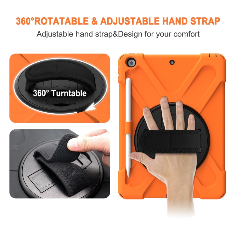 For iPad 10.2 2021 / 2020 / 2019 Shockproof Colorful Silicone + PC Protective Case with Holder & Shoulder Strap & Hand Strap & Pen Slot(Orange) - iPad 10.2 Cases by buy2fix | Online Shopping UK | buy2fix