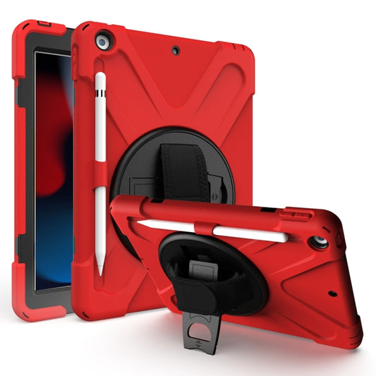 For iPad 10.2 2021 / 2020 / 2019 Shockproof Colorful Silicone + PC Protective Case with Holder & Shoulder Strap & Hand Strap & Pen Slot(Red) - iPad 10.2 Cases by buy2fix | Online Shopping UK | buy2fix